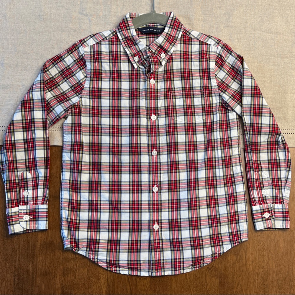 Boy Janie and Jack size 5 Red Plaid Shirt